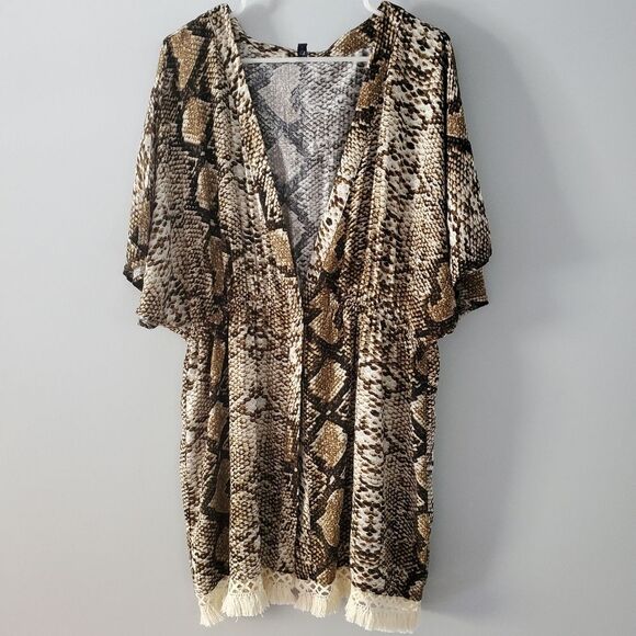 MAR by Vix Brown Multi Snake Print Kimono Size XL - Picture 2 of 8